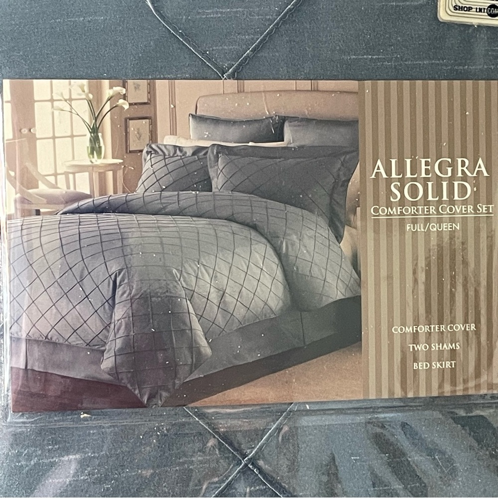$10 SALE Comforter Cover Set Solid Textured Allegra Blue 4 Price Full/Queen - Picture 3 of 9